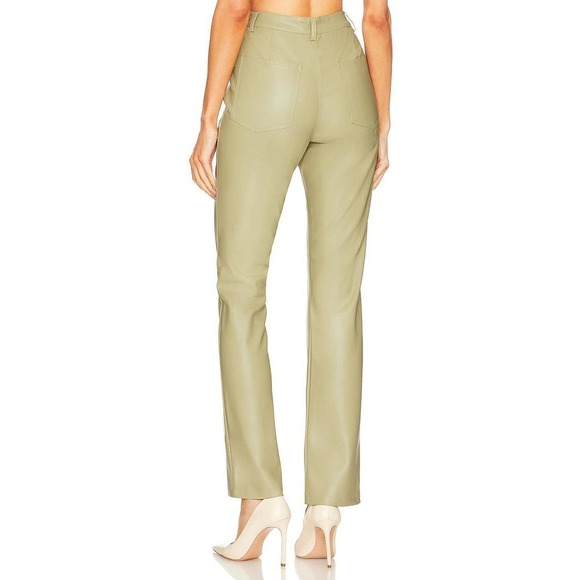 We Wore What Women's Faux Leather Kick Flare Jeans Oat Yellow Size 29 NWT - Picture 2 of 6